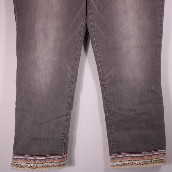 Democracy Jeans Womens 10‎ Gray Sequined Embellished Cuffs Stretch Fits32x25.25 - Picture 9 of 16